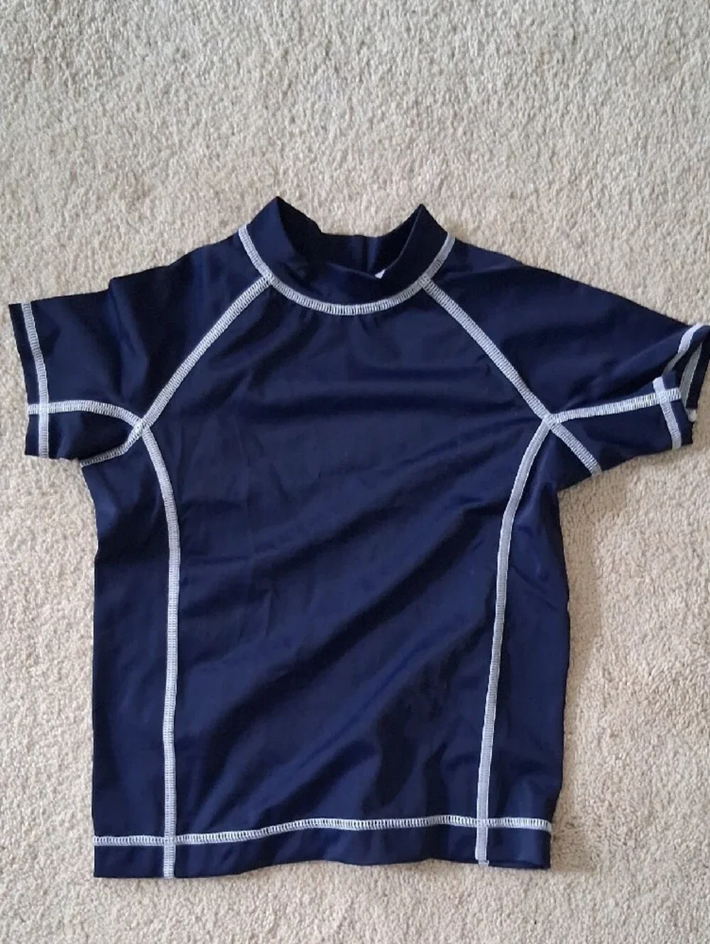 Lands' End Boys Navy Blue Rashguard with White Stitching